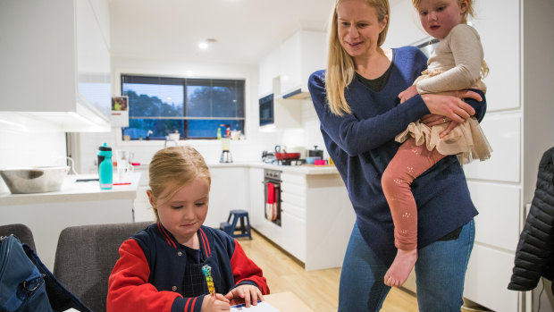 Remote learning is back for five-year-old Estelle (left). Her mother Alex Kirby thinks her daughter is well-placed to cope.