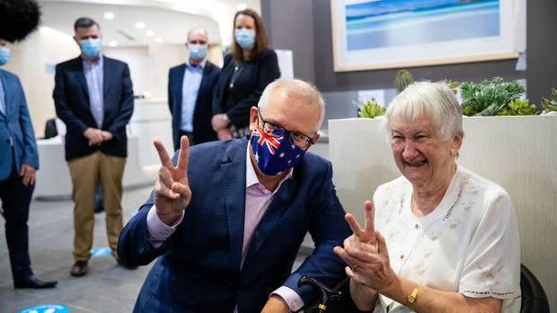 Prime Minister Scott Morrison arrives to receive his second Pfizer dose.