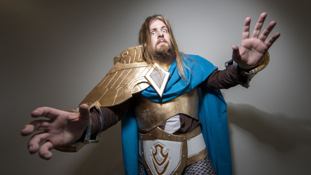 Kane Kennedy dressed as Uther Lightbringer from World of Warcraft.