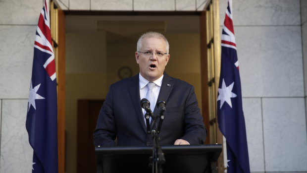 Prime Minister Scott Morrison announcing his new ministry on Sunday.