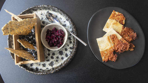 Beetroot Tartare and Truffle Toastie. 