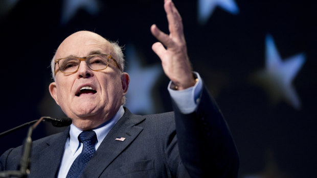  Rudy Giuliani, an attorney for President Donald Trump, speaks at the Iran Freedom Convention for Human Rights and democracy in Washington in May.