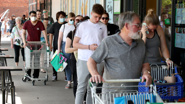 Shoppers flooded to supermarkets after the announcement on Wednesday.