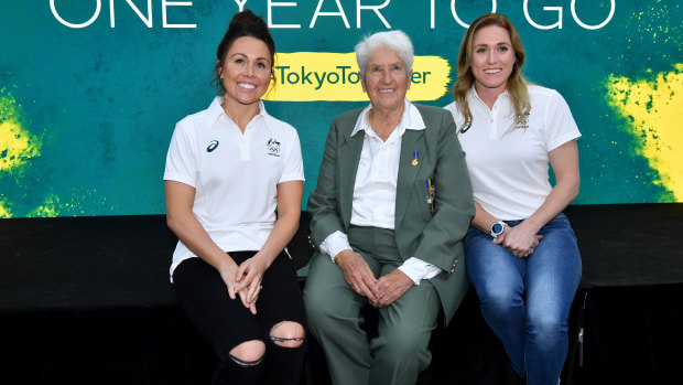 Support: Chloe Esposito, Dawn Fraser and Sally Pearson were in Sydney to mark one year to the Tokyo Olympics.
