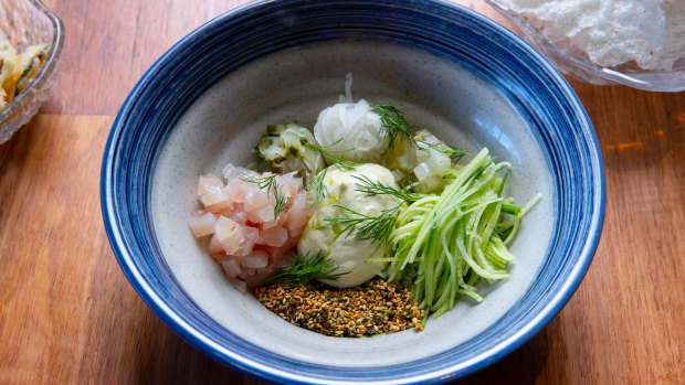 Kingfish tzatziki at The Hellenic House Project.