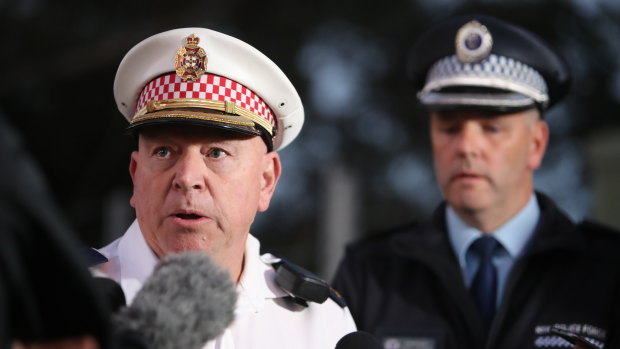 Wollongong Police Superintendent Chris Cramer and NSW Ambulance District Inspector speak with the media after the crash.