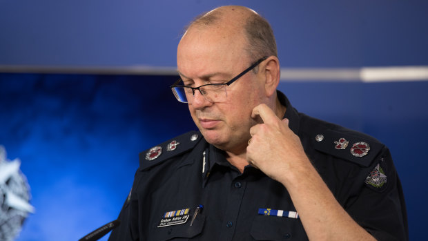 Chief Commissioner Graham Ashton would not answer questions on Wednesday, saying it would not be appropriate given the matter is before a royal commission.