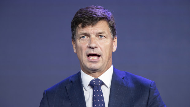 Energy Minister Angus Taylor at AFR's energy and climate summit on Monday.