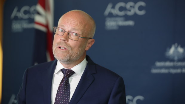 Alastair MacGibbon, National Security Adviser and Head of the Australian Cyber Security Centre, addresses the media on the cyber attack.