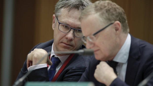 RBA governor Philip Lowe, right, and his deputy Guy Debelle.