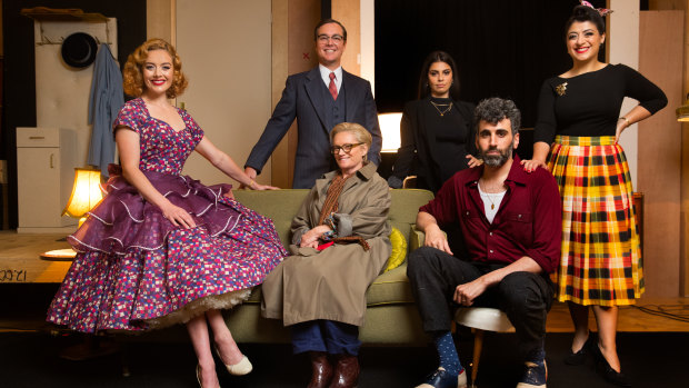 Nikki Shiels, Toby Truslove, Jane Turner, Izabella Yena, Peter Paltos and Susie Youssef in Home, I'm Darling.