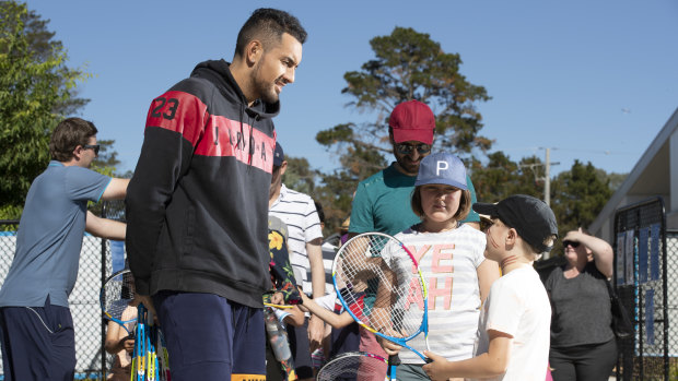 Nick Kyrgios was mobbed by fans at the Canberra International in November.