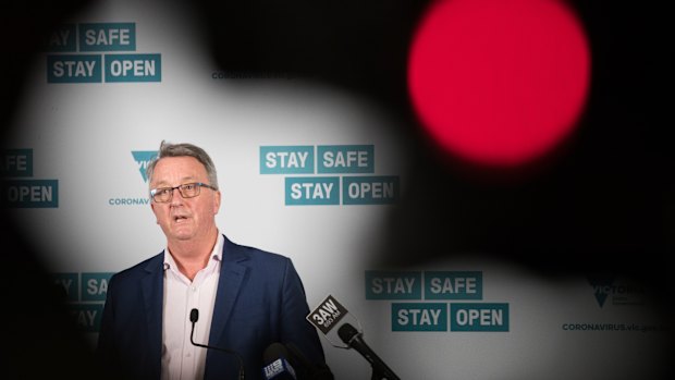 Red light: Health Minister Martin Foley strongly discouraged travel between Victoria and Sydney.