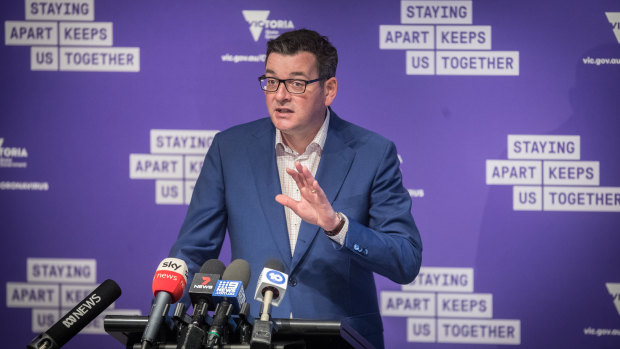 Premier Daniel Andrews during Tuesday's press conference