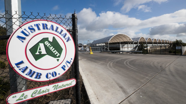 The Australian Lamb Company in Colac. The abattoir has become regional Victoria's biggest coronavirus cluster.