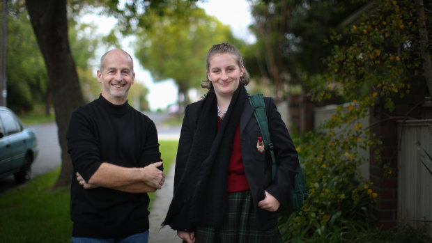 David Bonnett and his daughter Fiona, who is in Year 11 at Camberwell High. She has moved from an independent school to a state high school.