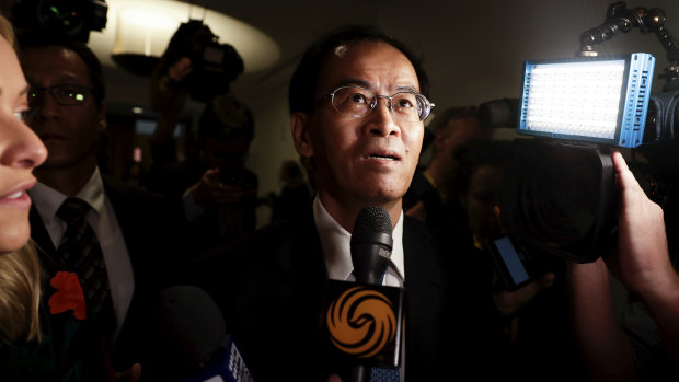 Mr Jingye faced questions from the waiting media at Parliament House on Tuesday.