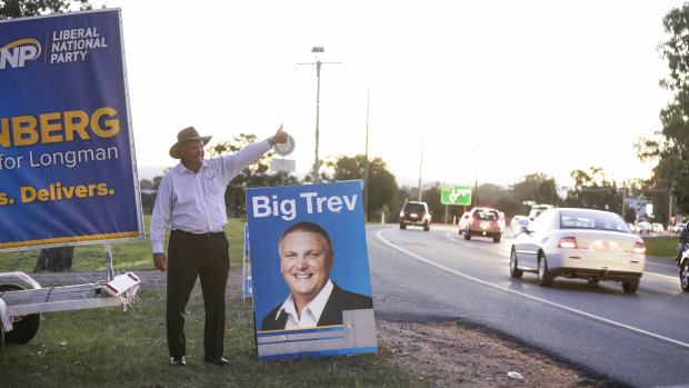 The LNP candidate for Longman, Trevor Ruthenberg, campaigning in Caboolture on Tuesday.