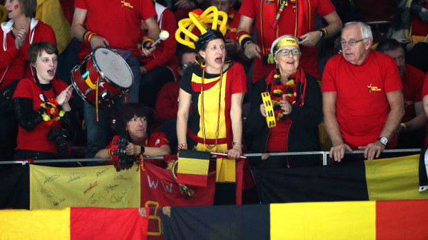 Belgian fans show their support at the Davis Cup.