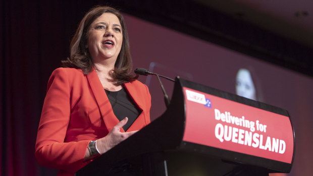 Annastacia Palaszczuk speaks at the annual Labor state conference at the Brisbane Convention and Exhibition Centre.