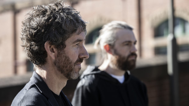 Atlassian co-chief executives Scott Farquhar (foreground) and Mike Cannon-Brookes.