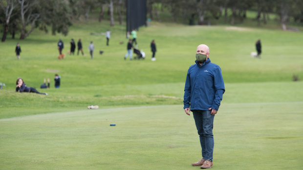 Darebin councillor Trent McCarthy on Northcote golf course, which is being used as a popular park while golf is banned.
