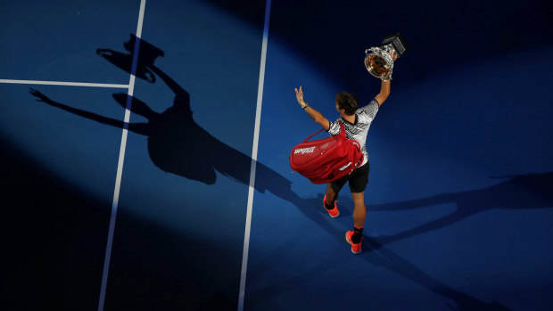 Federer soaks up the love from the Melbourne crowd.