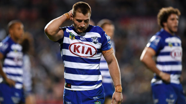 Out: Kieran Foran's first season at the Bulldogs has come to an end after he suffered a toe ligament injury.