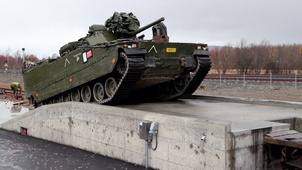 A Norwegian CV9030 tank involved in Trident Juncture exercises this week.