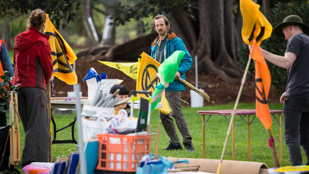 The Extinction Rebellion movement has set up camp in Carlton Gardens. 