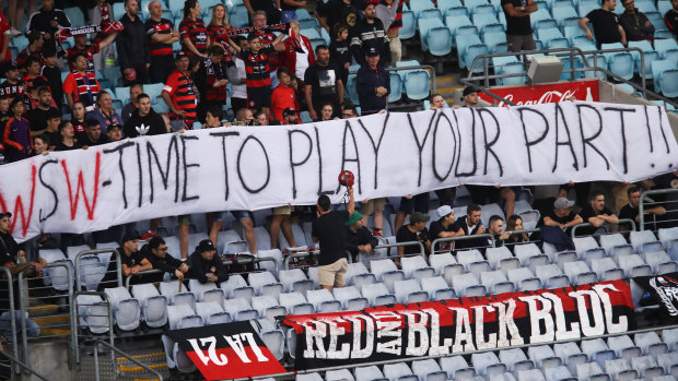 Disgruntled: Wanderers fans call for a better performance.
