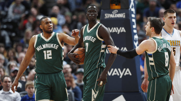 Thon Maker playing for Milwaukee in the NBA.