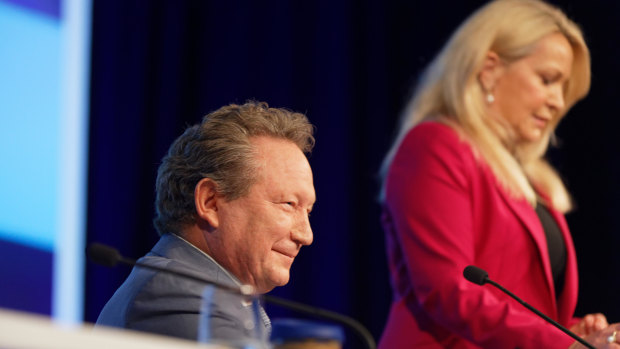 Andrew Forrest and Fortescue chief executive Elizabeth Gaines.