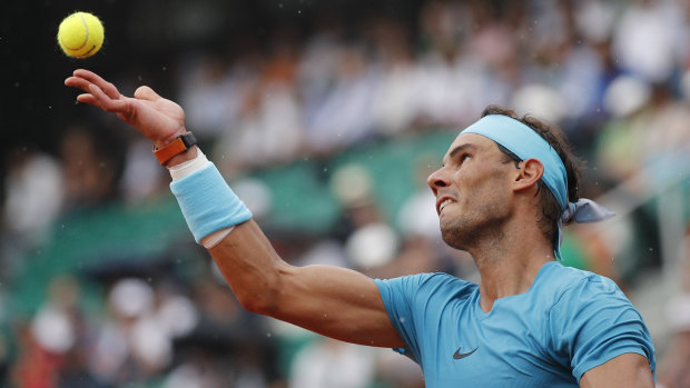 Routine: Rafael Nadal has a number of quirks he undertakes before unleashing a serve.