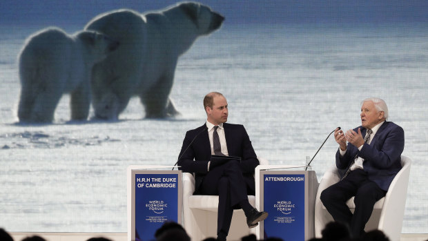 Prince William and Sir David Attenborough at Davos.