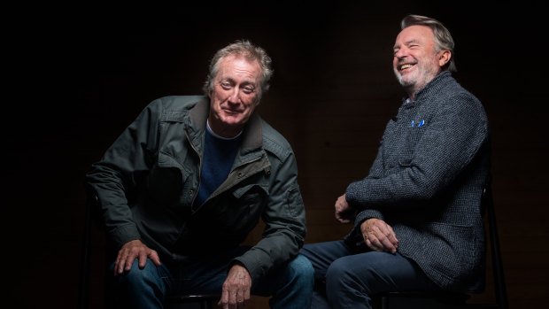Bryan Brown and Sam Neill, two of the leads in Palm Beach, who are in real life great mates. 