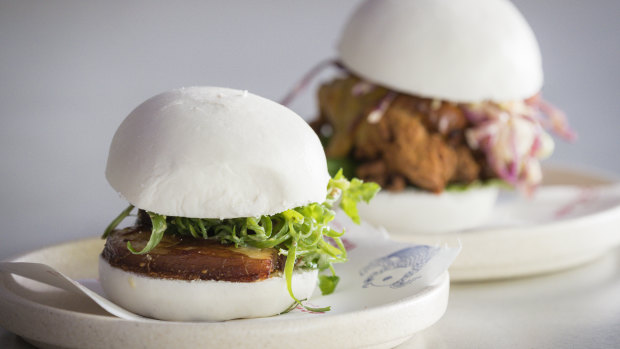 Pork belly bao and buttermilk fried chicken bao from Lazy-Su.