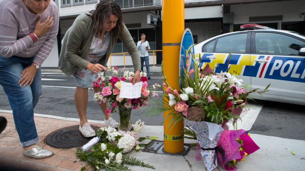 Watkins said the Christchurch shooter used 8Chan. Pictured: people leave flowers in memory of the shooter's victims in Christchurch.