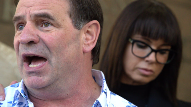 FMMEU boss John Setka at Melbourne Magistrates Court with his wife Emma Walters.