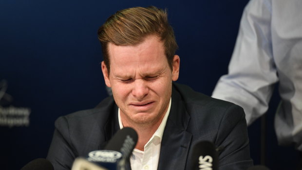 Dark chapter: Steve Smith after arriving home from Cape Town in the wake of the  ball-tampering saga. 