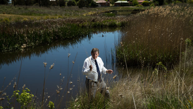 Orange mayor Reg Kidd at the Ploughman's Creek Wetlands, a constructed wetland that acts as the kidneys of the city.