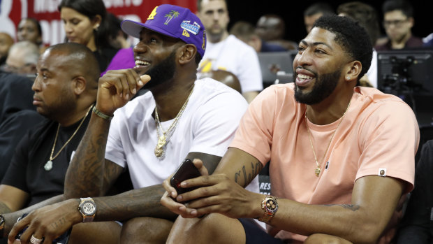 Anthony Davis (right) has flown the Pelicans to join LeBron James (left) at the Lakers.