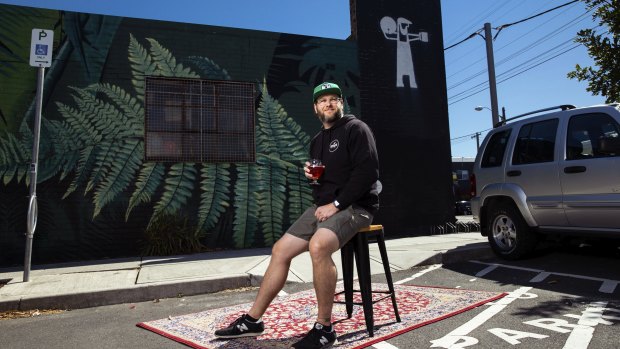 Andrew Fineran, of Batch Brewing in Marrickville, takes a seat in the car park he hopes will soon host customers.