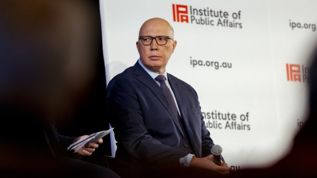 Opposition Leader Peter Dutton during a Q and A at an Institute of Public Affairs event in July.