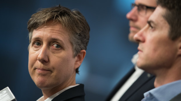 ACTU boss Sally McManus fronts the media on Thursday.