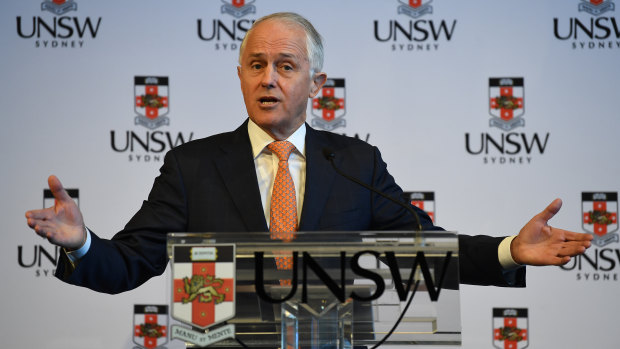 Malcolm Turnbull speaking at the University of New South Wales (UNSW) on Tuesday.