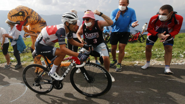 Richie Porte climbs the Loze pass during Wednesday's stage 17.