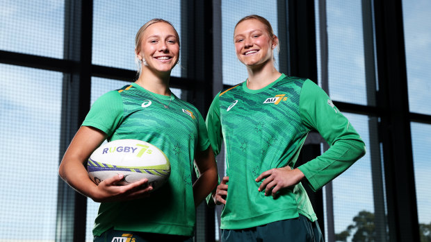 Teagan Levi (left) and Maddison Levi (right) are representing Australia in rugby sevens at the Commonwealth Games.