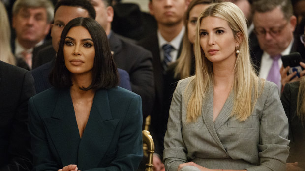 Friends in high places ... Kim Kardashian West (left) with Ivanka Trump at the White House on June 13.