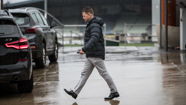 Long walk: Brendon Bolton during his final visit to Ikon Park